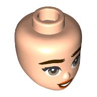 Lego Minidoll Head, Thick Dark Brown Eyebrows, Light Bluish Grey Eyes, Dark Orange Lips / Light Nougat