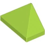 Brick Sloped 45° 2 x 1 Triple with Ovoid Bottom Pin / Lime