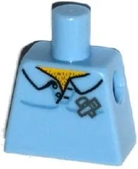 Torso Shirt Open Collar with Chest Hair, Hammer and Saw Pattern / Bright Light Blue