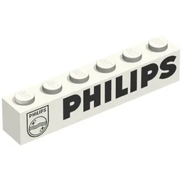 Brick 1 x 6 with 'PHILIPS' Print / White