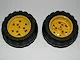 Wheel 43.2mm D. x 26mm Technic Racing Small, 3 Pin Holes with Black Tire 68.7 x 34 R (41896 / 61480) / Yellow