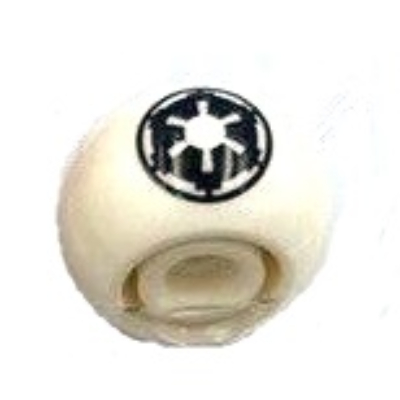 Lego Pen Bead, Round Orb with Imperial Logo Print / White