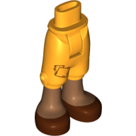 Lego Minidoll Hips and Cropped Trousers with Patches, Medium Nougat Legs, Reddish Brown Sandals Print / Bright Light Orange