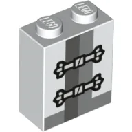 Brick 1 x 2 x 2 with Rope Master Wu Print / White