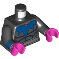 Torso, Muscles, Dark Blue Pointed Collar, Silver Belt Print, Black Arms with Dark Blue Cuffs Print, Dark Pink Hands / Black