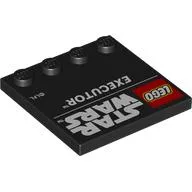 Plate Special 4 x 4, Studs on One Edge with 'LEGO Star Wars' Logo and 'Executor' Print / Black