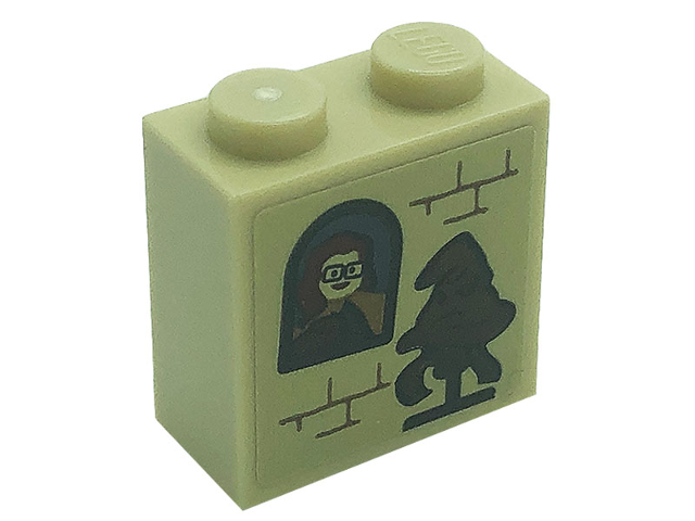 Lego Brick, Modified 1 x 2 x 1 2/3 with Studs on Side with Portrait Picture, Sorting Hat and Bricks Pattern (Sticker) - Set 71043