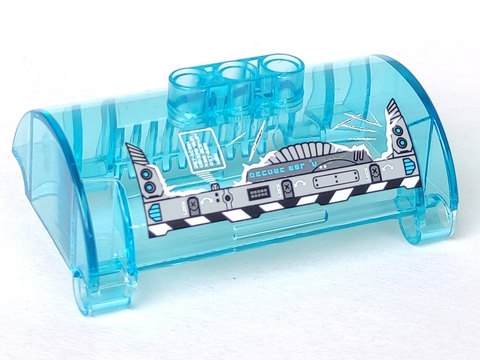 Lego Cylinder Half 3 x 5 x 8 with Pin Holes with Scratches, Mechanical Frame and 'LOCK' Pattern (Sticker) - Set 44017