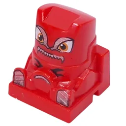 Racer Driver Head, Brick Special 2 x 2 Square, Orange Eyes, Tan Feet, Yellow Steering Wheel (Rip) / Red