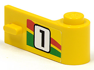 Lego Door 1 x 3 x 1 Right with Number 1 and Red and Green Stripe Pattern (Sticker) - Set 6550