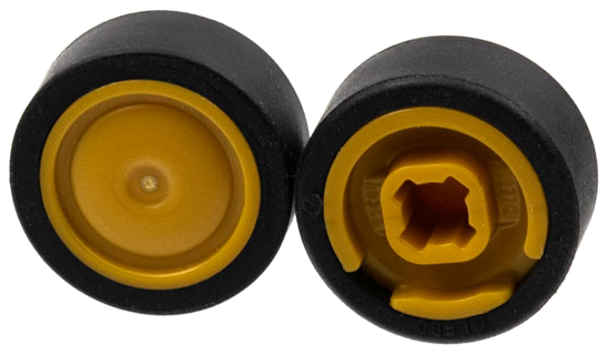 Lego Wheel 11mm D. x 6mm with Smooth Hubcap with Black Tire 14mm D. x 6mm Solid Smooth (93594 / 50945)