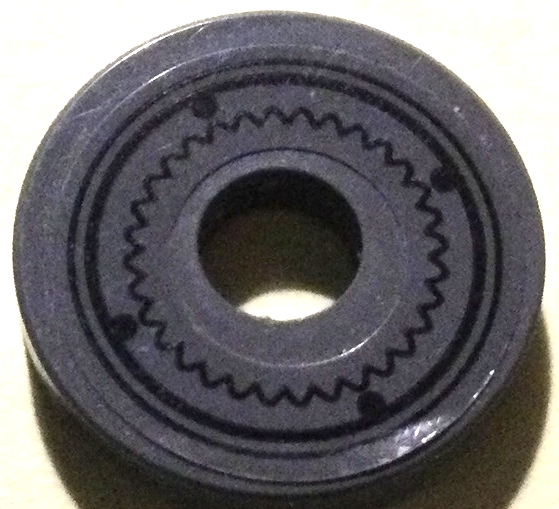 Lego Tile, Round 2 x 2 with Hole with Black Gear, Rivets and Circles Pattern (Sticker) - Set 70916