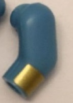 Lego Arm, Left with Gold Cuff / Stripe Pattern / Medium Blue