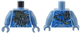 Torso Na'vi with Blue Markings, Sand Green Strap, Silver Feather Necklace and Spots Pattern / Medium Blue Arms / Medium Blue Hands