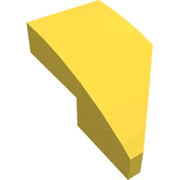 Brick Wedged, Curved 2 x 1 with Stud Notch Left / Yellow