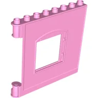 Duplo Building Wall 1 x 8 x 6 with Window Opening, Hinge on Left / Bright Pink