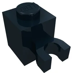 Brick Special 1 x 1 with Clip Vertical [Thick U Clip, Solid Stud] / Black
