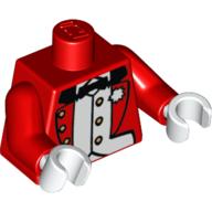 Lego Torso Jacket Formal with Bow Tie, White Vest and Boutonniere Print, Red Arms, White Hands / Red