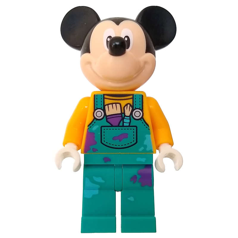 Lego Mickey Mouse - Bright Orange Torso, Dark Turquoise Overall