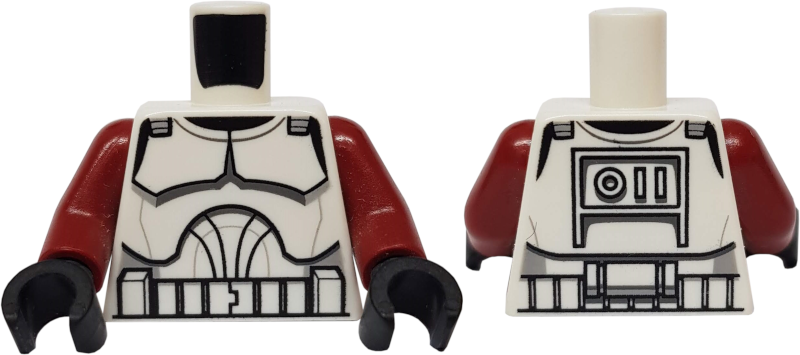 Lego Torso SW Armor Clone Trooper Pattern (Clone Wars) / Dark Red Arms / Black Hands