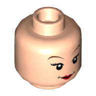 Lego Minifig Head Tinker Bell, Brown Eyebrows, Eyelashes, Red Lips, Smile Print / Light Nougat