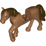 Lego Animal, Horse with Raised Leg, Dark Brown Mane and Tail print / Medium Nougat