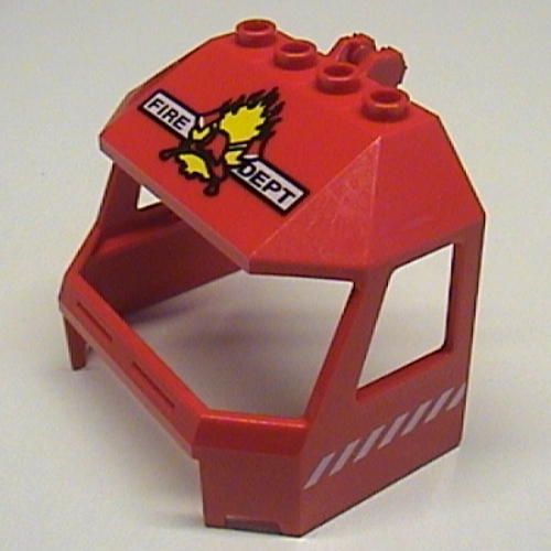 Lego Windscreen 4 x 6 x 4 Cab with Hinge and 1 x 4 Bottom Cutout and 'Fire Dept' Print