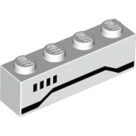 Lego Brick 1 x 4 with 4 Black Squares and Black Stripe (Stormtrooper) Print / White