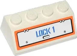 Slope 45 2 x 4 with Hatch and 'LOCK 1' Pattern (Sticker) - Set 60015