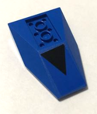Lego Wedge 6 x 4 Triple Inverted with Connections between 4 Studs with Black Triangle on Blue Background Pattern (Sticker) - Set 70668