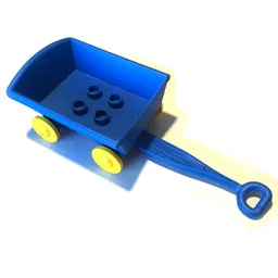 Duplo Hand Wagon with Yellow Wheels (Complete Assembly) / Blue