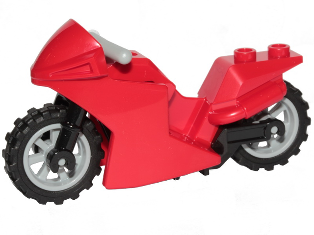 Lego Motorcycle Sport Bike with Black Frame, Light Bluish Gray Wheels and Light Bluish Gray Handlebars