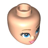 Lego Minidoll Head, Dark Tan Eyebrows, Medium Azure Eyes, Coral Lips / Light Nougat