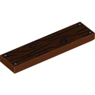 Tile 1 x 4 with Wood Grain and 4 Nails Print