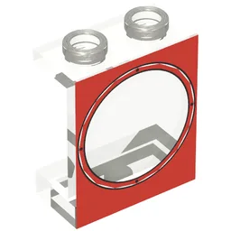 Panel 1 x 2 x 2 with Red Porthole Print / Trans-Clear