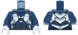 Torso Flight Suit with Wide White Straps and Arrows, Light Bluish Gray Trim and Buckles, Black Belt Pattern / Dark Blue Arms / White Hands / Dark Blue