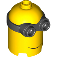 Lego Minifig Head Special, Minion, High, 2-Eyed Goggles, Smile print / Yellow