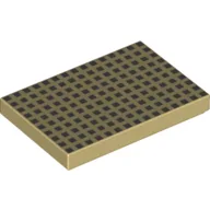 Tile 2 x 3 with Dark Bluish Grey Squares Print / Tan