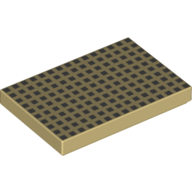 Lego Tile 2 x 3 with Dark Bluish Grey Squares print