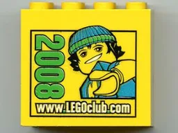 Brick 2 x 4 x 3 with www.LEGOclub.com 2008 and Max Pattern
