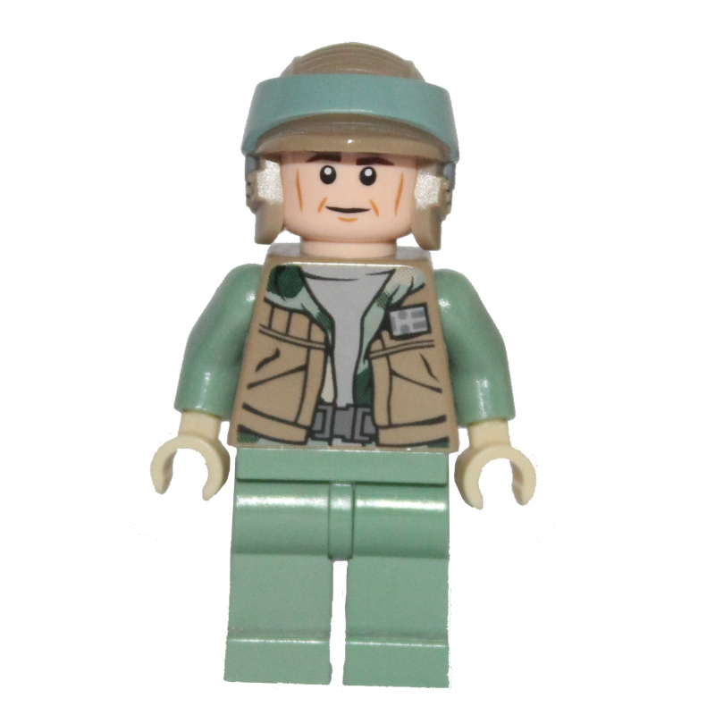 Lego Rebel Trooper in Endor Uniform, Sand Green Legs, Dark Tan Vest, Cheek Lines