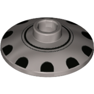 Lego Dish 2 x 2 Inverted [Radar] with Hubcap print / Metallic Silver