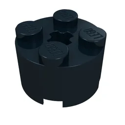 Brick Round 2 x 2 with Axle Hole / Black