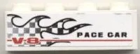 Brick 1 x 4 with Checkered Flame and 'V-8 PACE CAR' Pattern Model Left Side (Sticker) - Set 8121