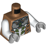 Lego Torso Armour with White and Gray Plates, Lime Circles Print, White Arms, Light Bluish Gray Hands / Medium Nougat