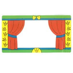 Backdrop for Sets 3615-2 and 9131-1, Theater Curtains, Green Borders / Light Orange / [No Color/Any Color]