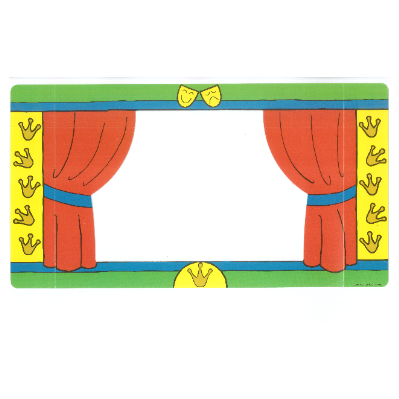 Lego Backdrop for Sets 3615-2 and 9131-1, Theater Curtains, Green Borders / Light Orange / [No Color/Any Color]