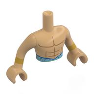 Lego Minidoll Torso Man with Warm Tan Arms and Hands with Bare Chest, Medium Blue Waist, Gold Bracelets print / Warm Tan