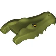 Animal Body Part, Alligator / Crocodile Head Upper Jaw with Yellow Eyes Print / Olive Green