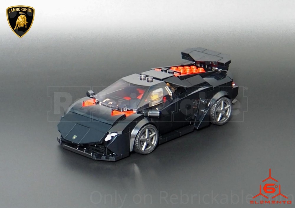 Lego Lamborrghini Sesto Elemento (Black Version) - Speed Champions 8 Studs wide